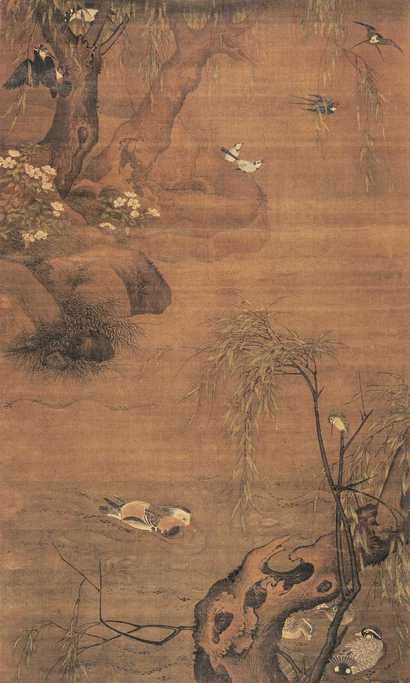 佚名 百禽鸣春 镜心
